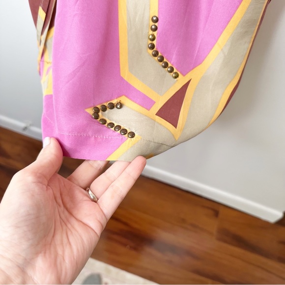 Antik Batik Silk Drop Waist Boho Lilac Shift Dress Size Medium - Picture 10 of 12